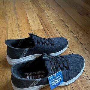 Skechers Charcoal Slip-Ins with White Soles